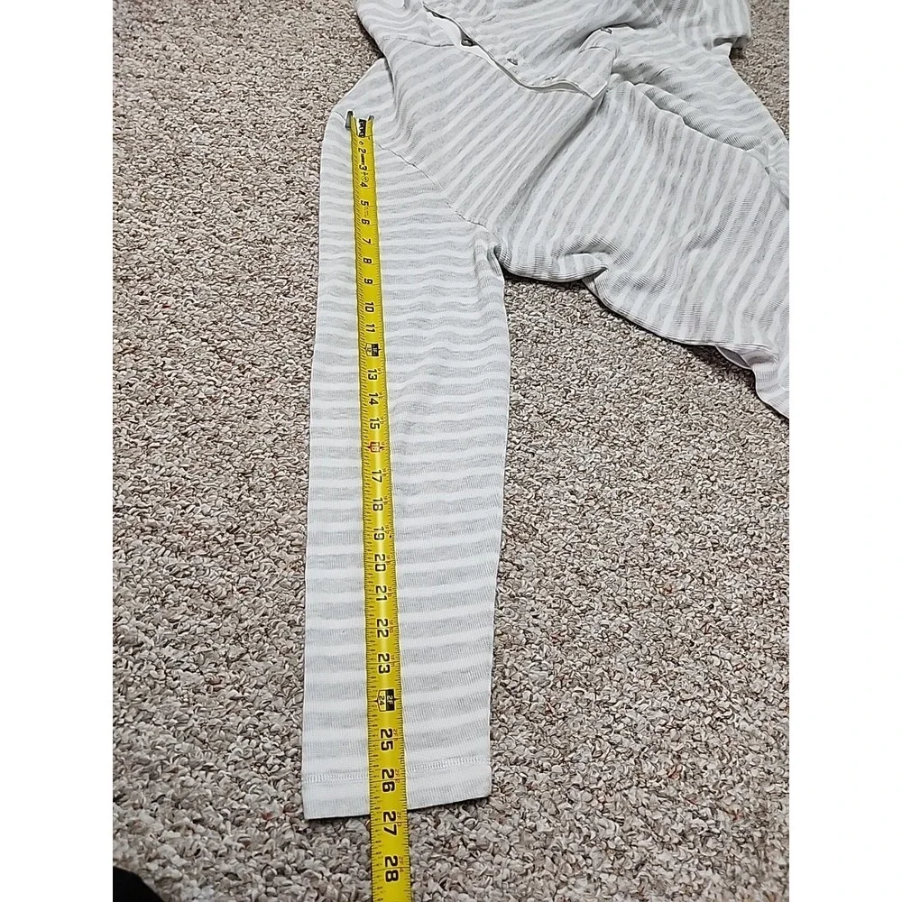 Nautica Sweater Large White Gray Striped Pocket Henley Mock Neck XXL Slim‎ Fit